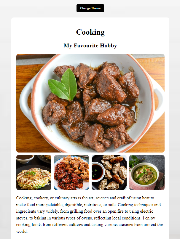 Hobby - Cooking Landing Page