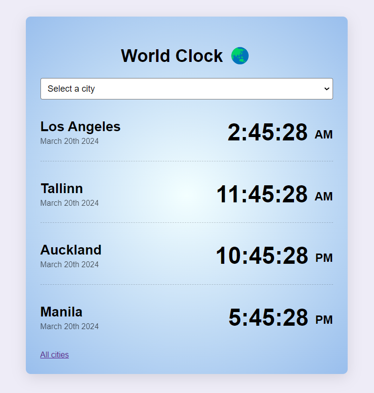 World Clock project preview